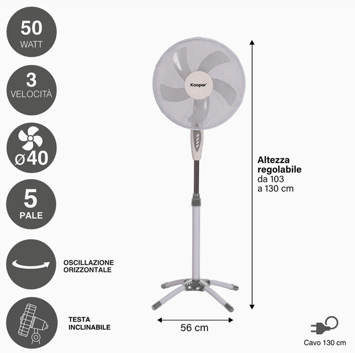 Pedestal Fan 50 W, Kooper